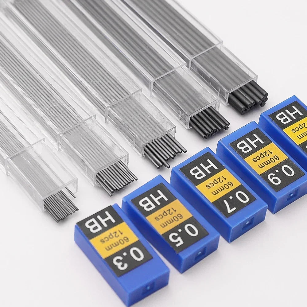Mechanical Pencil Lead Refill Set 0.3–2.0mm HB – Multi-Size Press Automatic Pencil Leads for Drawing, Painting & Student Stationery