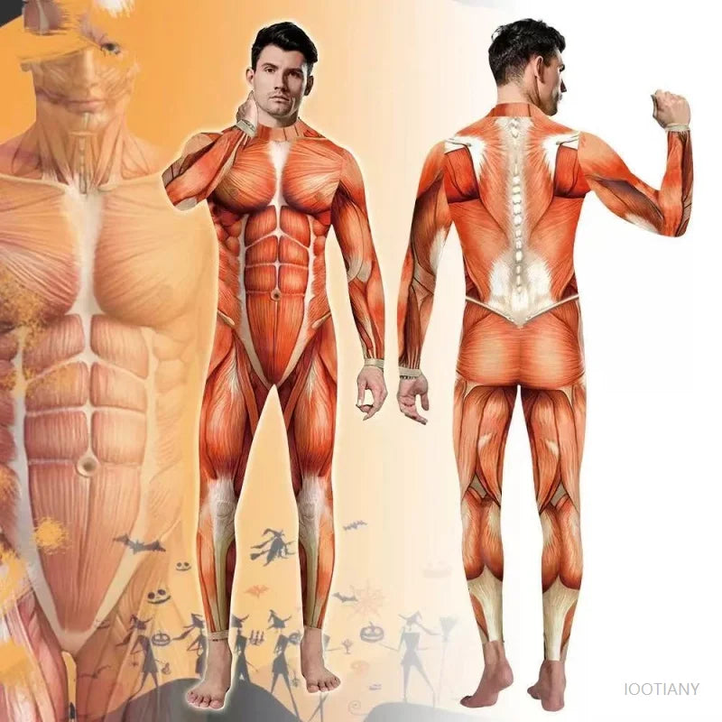Mechanical Muscle Zentai Bodysuit — Men’s Halloween Punk Cosplay & Carnival Costume 2025