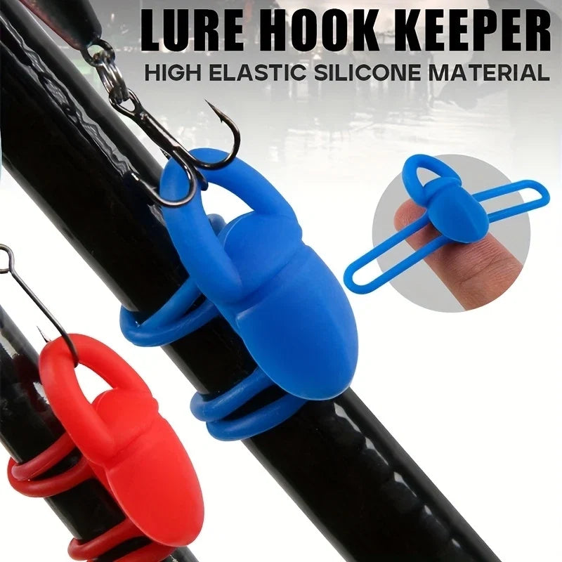 Silicone Fishing Hook Fixers - 5-Piece Elastic Anti-Slip Rod Hook Clips