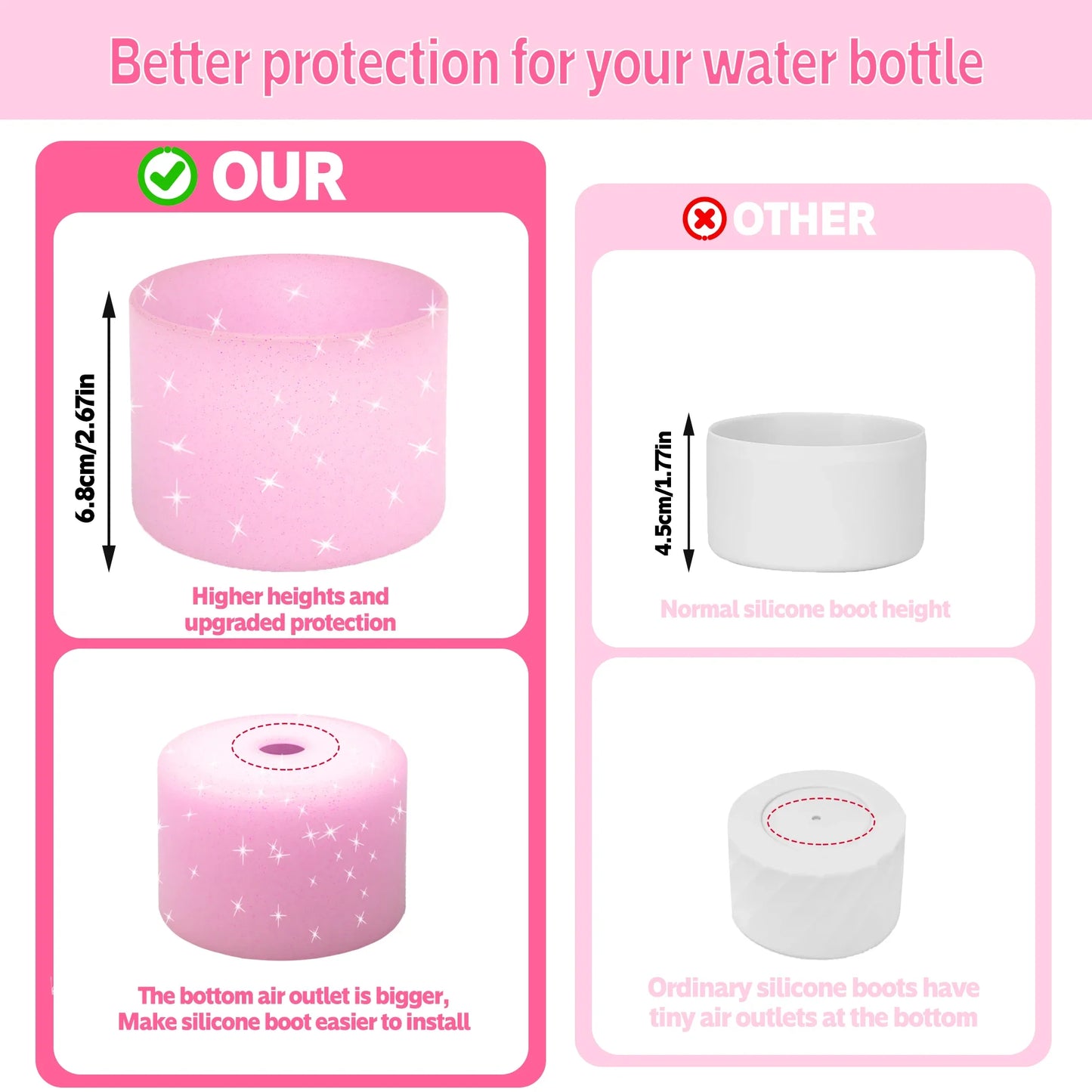 Silicone Water Bottle Boot for Owala - 24oz, 32oz Anti-Slip Protective Sleeve and Bottom Bumper Protector for FreeSip Twist and Flip