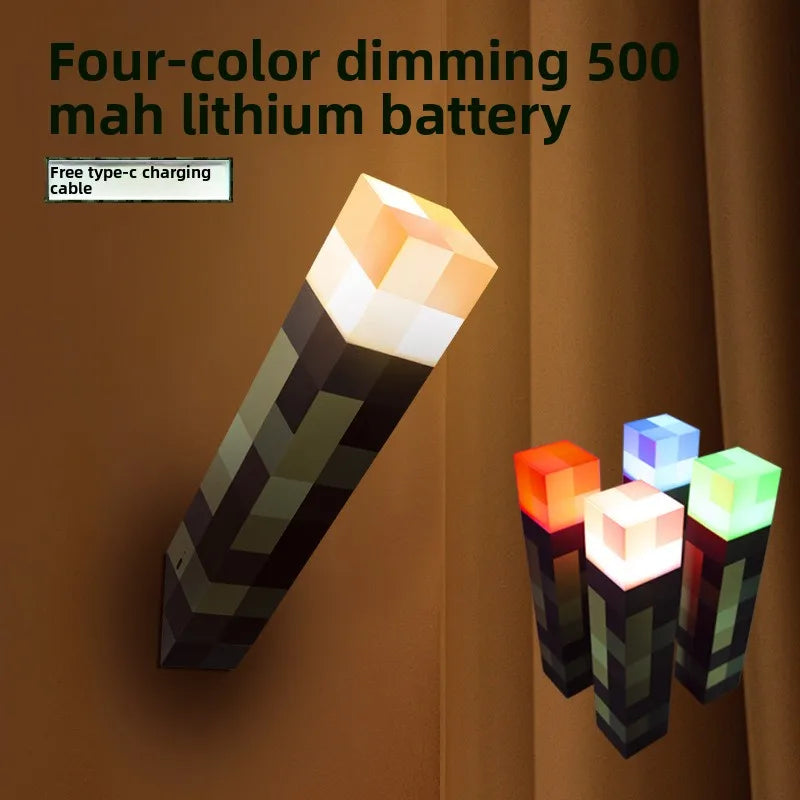 MC Game LED Creeper Night Lamp – Creative Block Button Light for Bedroom, Desk, and Bedside Decoration