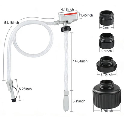 Battery-Powered Fuel Transfer Pump – 3.2GPM Portable Liquid Pump with Auto-Stop Sensor, 51" Hose & 4 Tank Adapters