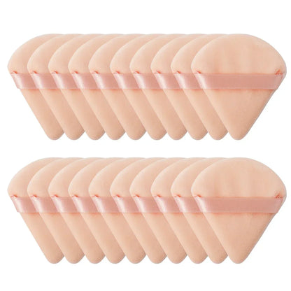 10/20PCS Triangle Velvet Powder Puffs – Mini Face Makeup Sponges, Washable & Lightweight Cosmetic Tools