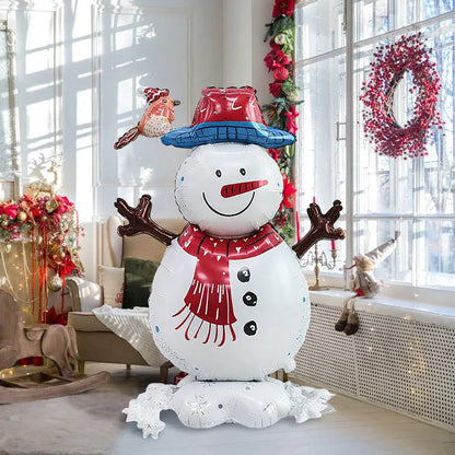 Standing Christmas Snowman Balloon – Winter Holiday Party Decoration for Xmas Theme and Festive Celebrations