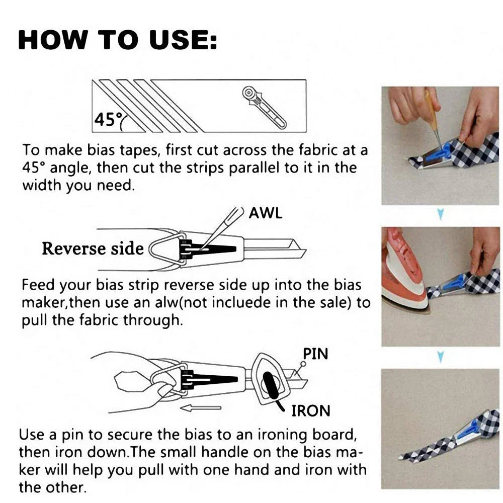 DIY Splicing Cloth Fabric Bias Tape Maker Tool: Quilting & Sewing Edging Device - 6mm to 25mm Width Options