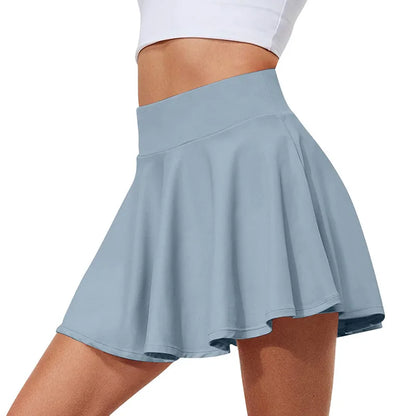 Women’s High Waist Tennis Pleated Skirt – Solid Color Quick-Dry Sports Shorts with Inner Pocket for Running & Fitness