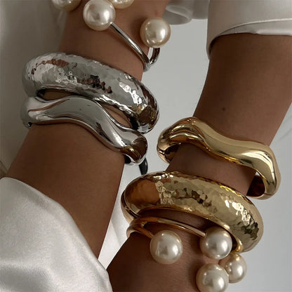 Ingemark Chunky Pearl Cuff Bracelet – Punk Heavy Metal Steampunk Bangle for Women & Men 2025