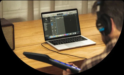 AeroBand Painless Smart Guitar - Silicone Strings, Bluetooth, 8 Sounds, USB MIDI Function, Ideal Gift for Adults