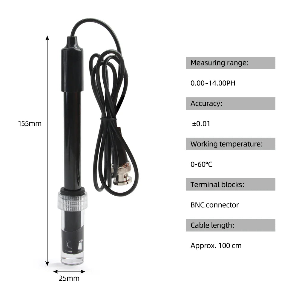 Yieryi PH Replacement Probe for Aquarium, Hydroponics & Lab Testing - BNC Q9 Connector, 1.2/3M Wire