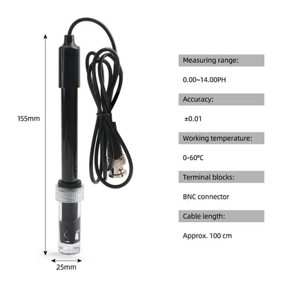 Yieryi PH Replacement Probe for Aquarium, Hydroponics & Lab Testing - BNC Q9 Connector, 1.2/3M Wire