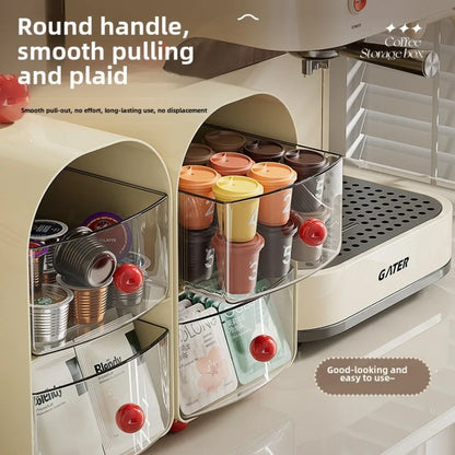 Desktop Coffee & Tea Organizer – Corner Storage Box Drawer for Office, Table, Capsules, and Tea Bags