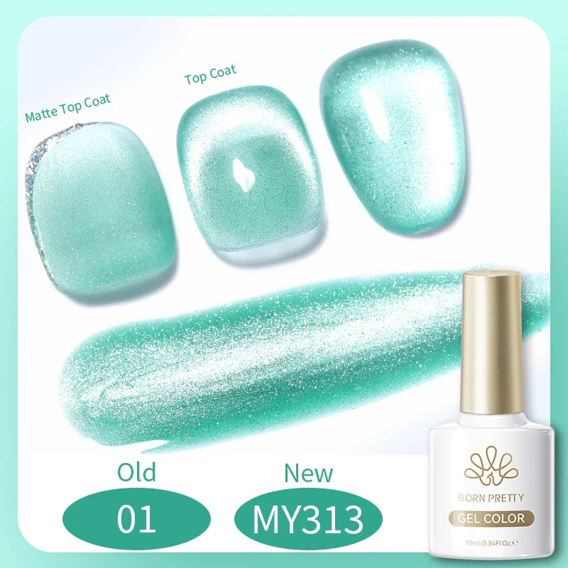 BORN PRETTY Cat Magnetic Gel Nail Polish 117 Colors 10ml Full Coverage Semi-Permanent Soak-Off Nail Varnish for Salon Manicure Glitter Cat Eye Nails
