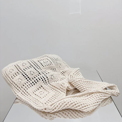 Women’s Crochet Tote Bag - Hollow Knitted Shoulder Handbag for Casual Shopping & Everyday Style