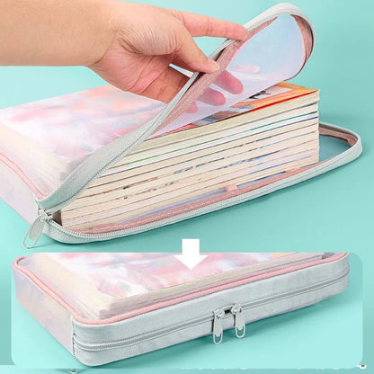 A4 Double Layer Mesh Zipper Storage Bag – Large Capacity Stationery Organizer Folder for School and Office Supplies