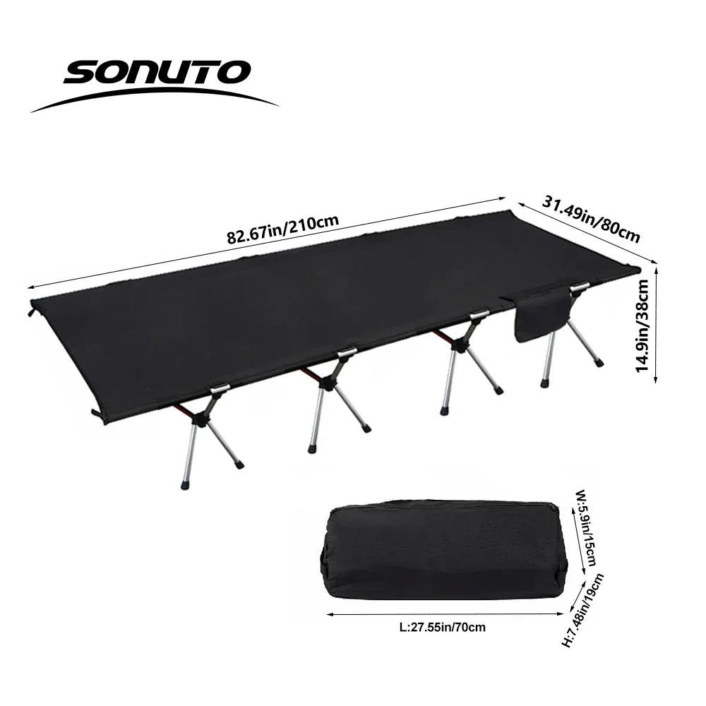 210x80cm 600D Oxford Camping Cot – Lightweight Portable Folding Bed for Outdoor Hiking & Travel