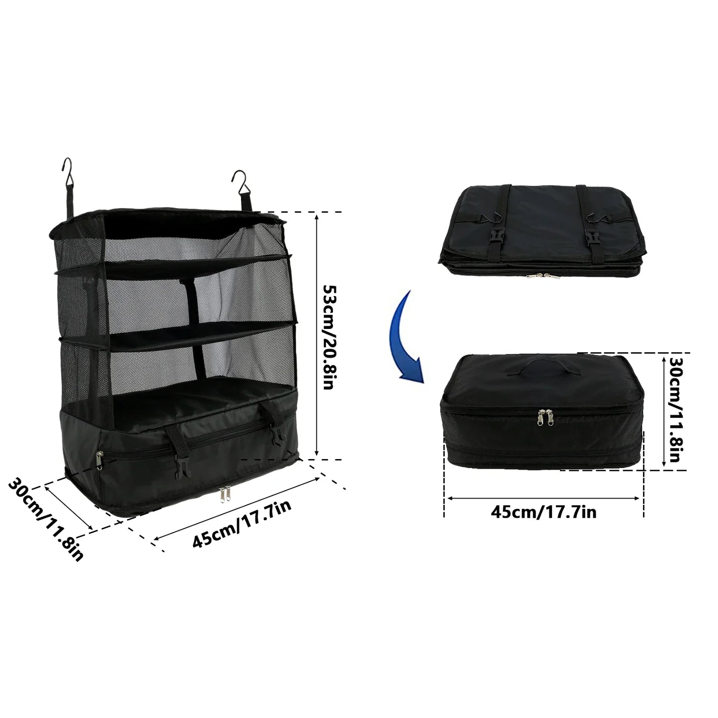 Travel Hanging Luggage Organizer | Large Capacity Foldable Clothes Storage & Garment Bag
