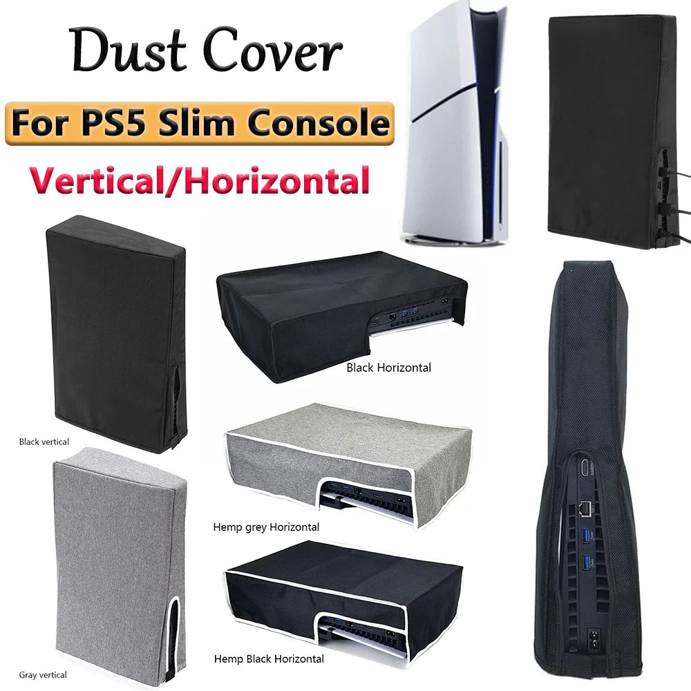 Vertical/Horizontal Dust Cover for PS5 Slim Console – Anti-Scratch Waterproof Protective Sleeve, Removable 1680D Oxford