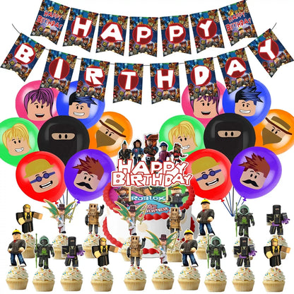 Hot Roblox Theme Party Tablecloth – 108×180cm Disposable Birthday Party Supplies for Boys, Party Decorations & Tableware