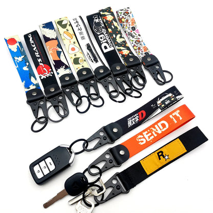 JDM Car Keychain Key Tag – Personality Spring Clip Lanyard for Racing, Modified Nylon Motorcycle & Auto Key Holder Accessories