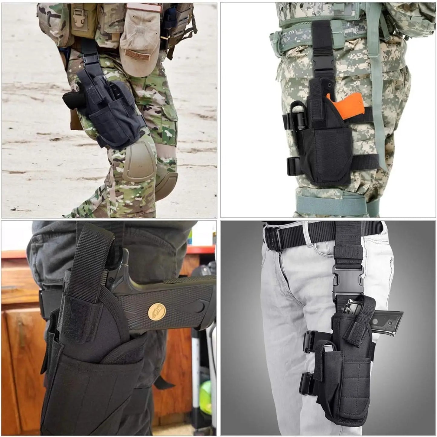 Drop Leg Gun Holster – Adjustable Tactical Pistol Case for GLOCK 17/M9/P226/CZ 75 Revolver, Left/Right Hand, Airsoft & Hunting