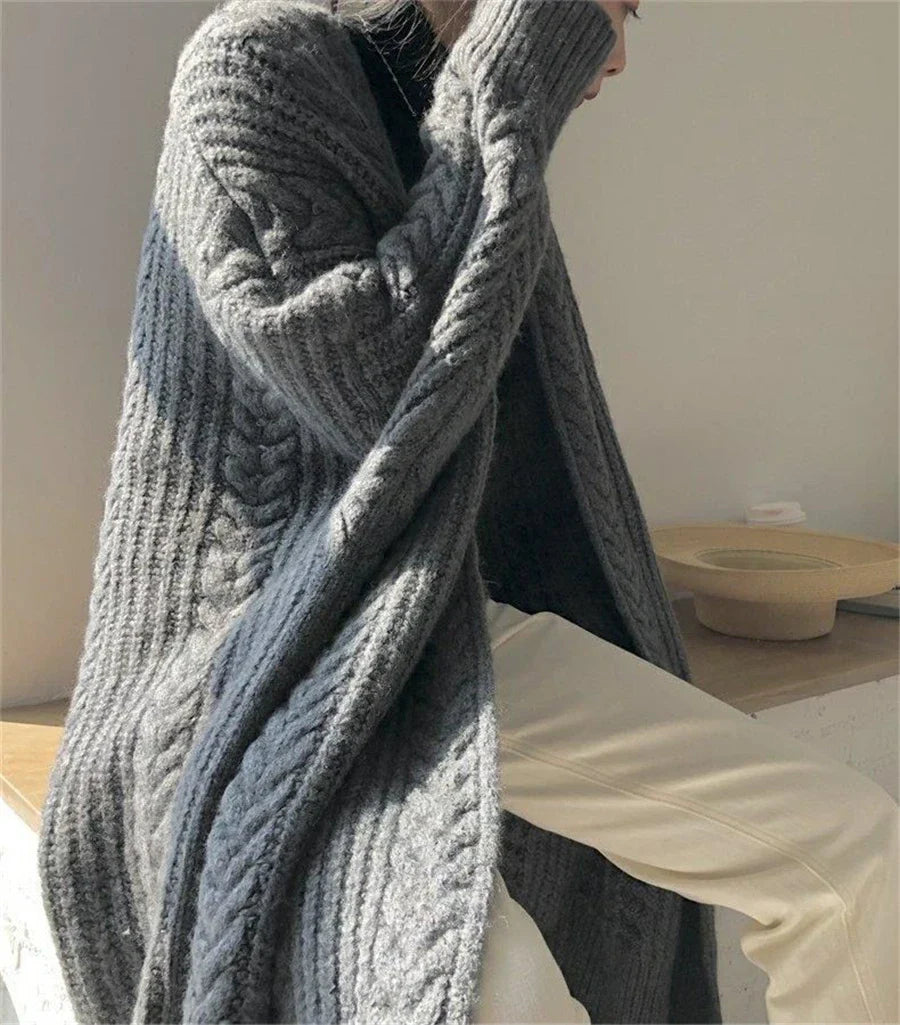 Women's Hollow Out Knitted Cardigan Coat – Casual Loose Fit, Big Size 4XL, Long Gilet Sweater Jacket