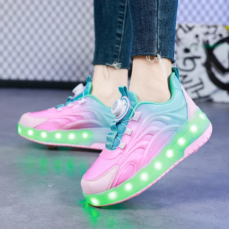 Kids' LED Roller Skate Shoes - Two-Wheel Glowing Sneakers for Boys & Girls