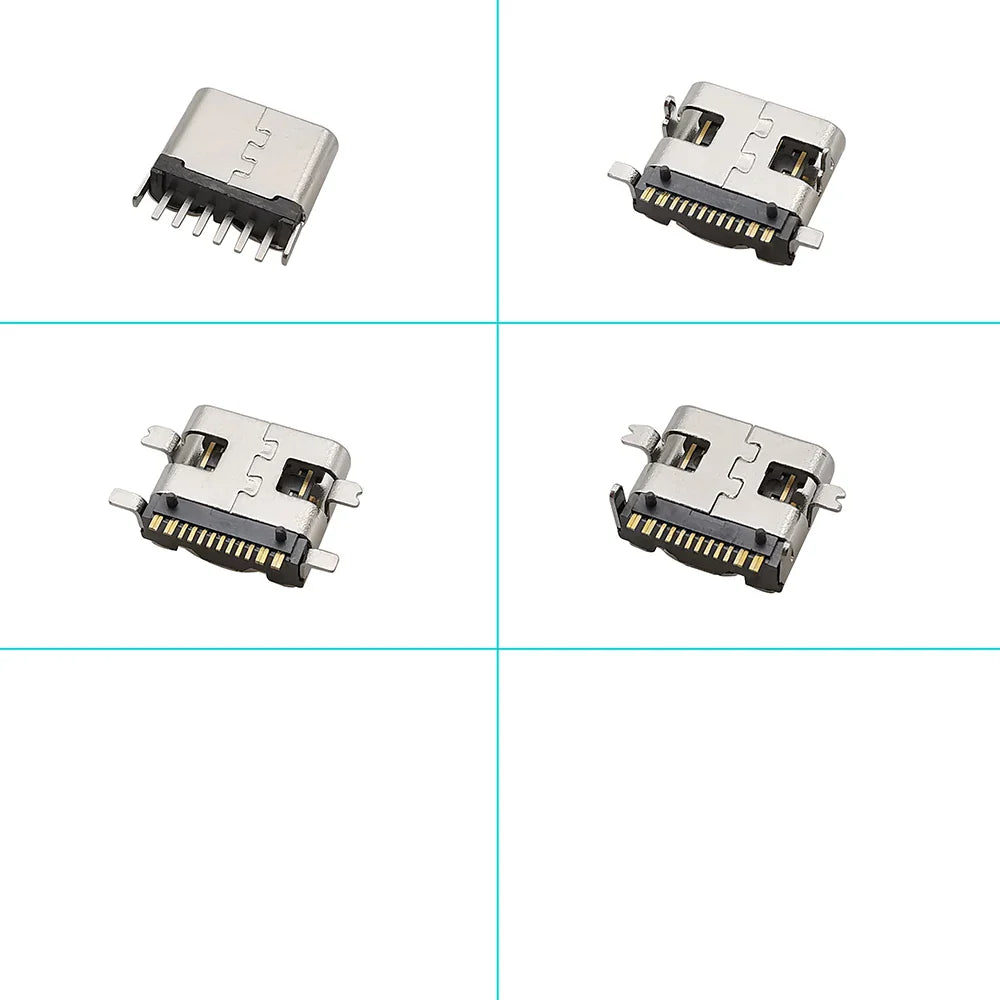 100Pcs Type-C USB Female Charging Socket Connector – 6Pin & 16Pin PCB Soldering DIY Repair Adapter