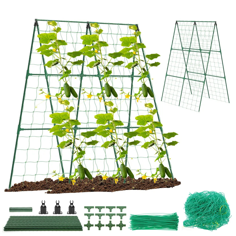 A-Frame Garden Trellis for Cucumbers & Tomatoes – Detachable Climbing Plant Support Frame