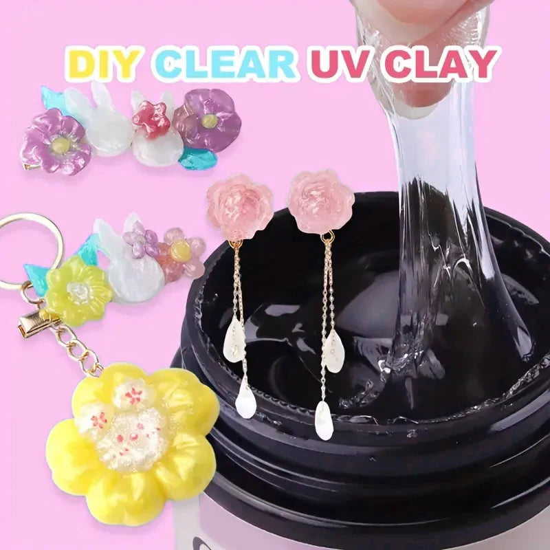 3D Resin UV Clay 100g — Non-Toxic DIY Sculpting Material for Handcrafts & Silicone Molds, Clear