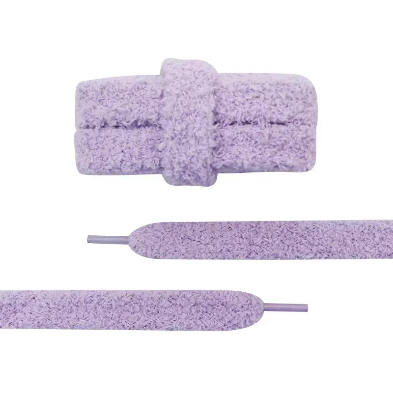 Fuzzy Shoelaces 15mm — Soft Plush Towel Laces for Fall, Winter, Halloween & Christmas Casual Sneakers