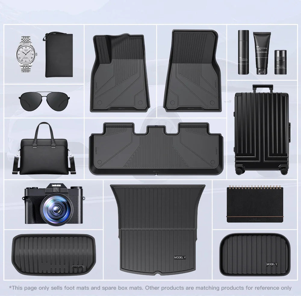 YZ Floor Mats for Tesla Model 3/Y 2021-2023 — Waterproof, Non-Slip TPE Car Accessories