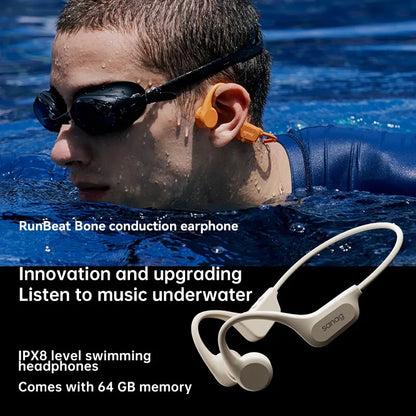 Sanag B60 Pro Bone Conduction Earphone - IPX8 Wireless Open Headset Bluetooth 5.3 Swimming Headphones with 64GB MP3 Earbuds