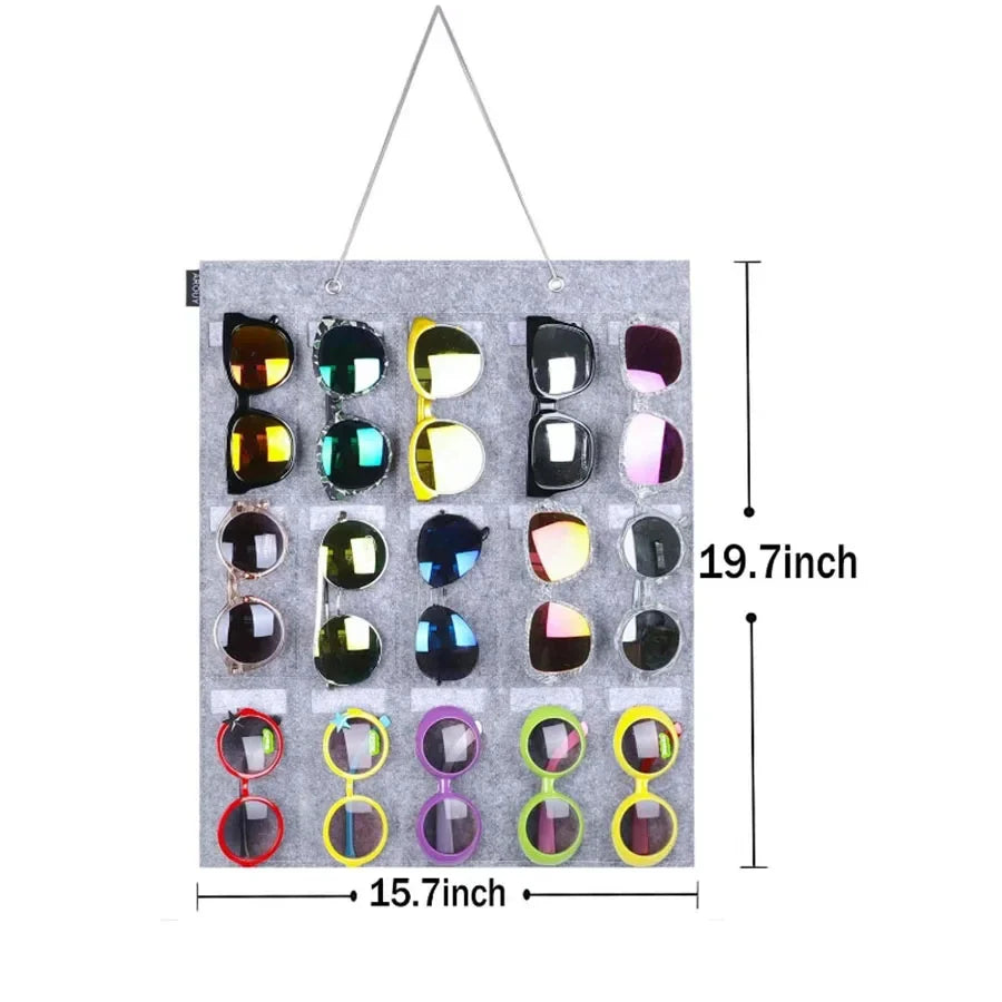Sunglasses Felt Storage Hanging Bag – Wall & Door Mounted Sunglasses Organizer & Display Rack