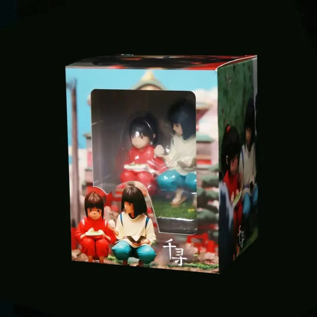 Bandai Hayao Miyazaki Anime Figurines – Chihiro Meets Haku Onigiri Scene 2D Desktop Display