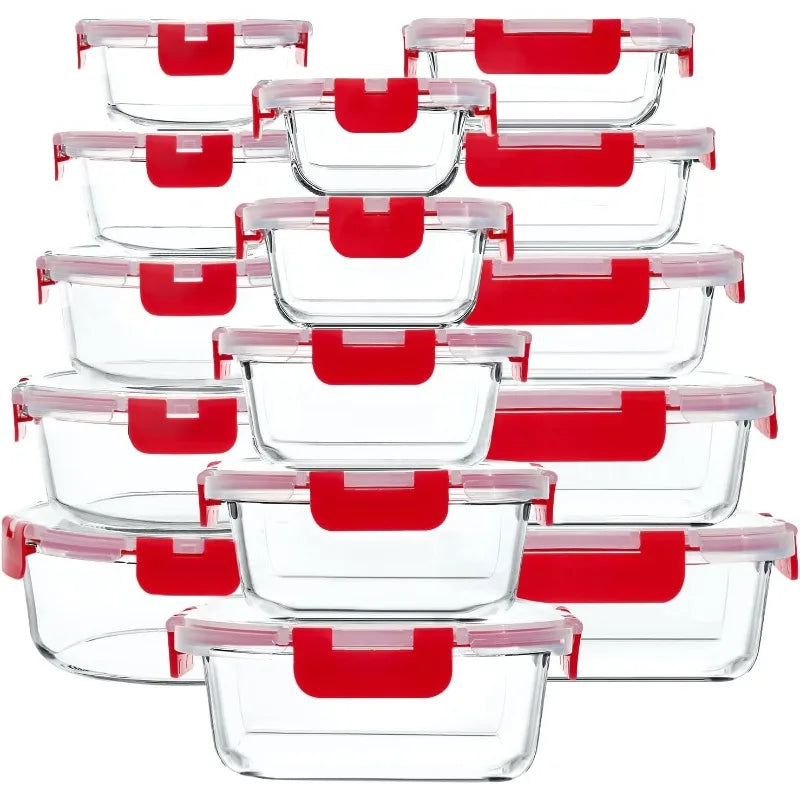 30-Piece Glass Food Storage Container Set — Airtight Meal Prep Containers with Upgraded Snap-Lock Lids, Oven Safe