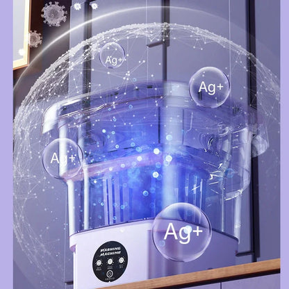 8L Portable Foldable Washing Machine – Mini Washer with Spin Dryer for Socks, Underwear & Panties