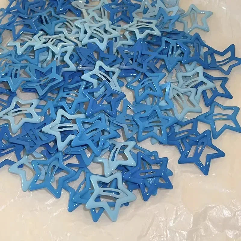 10/50PCS Colorful Kawaii Star Barrettes – Y2K Sweet Girls Metal Snap Hairclips & Hair Jewelry Gifts