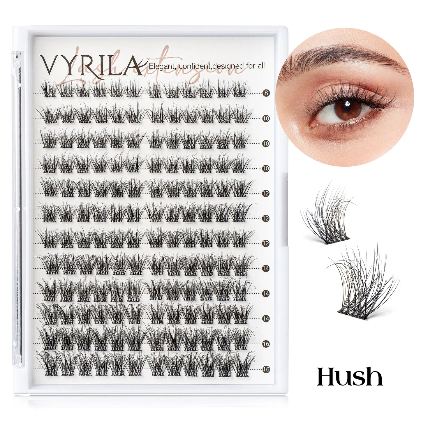 Individual Cluster Lashes C Curl – 3D Wispy DIY Extensions, 0.1mm Thin Band, Reusable & Natural