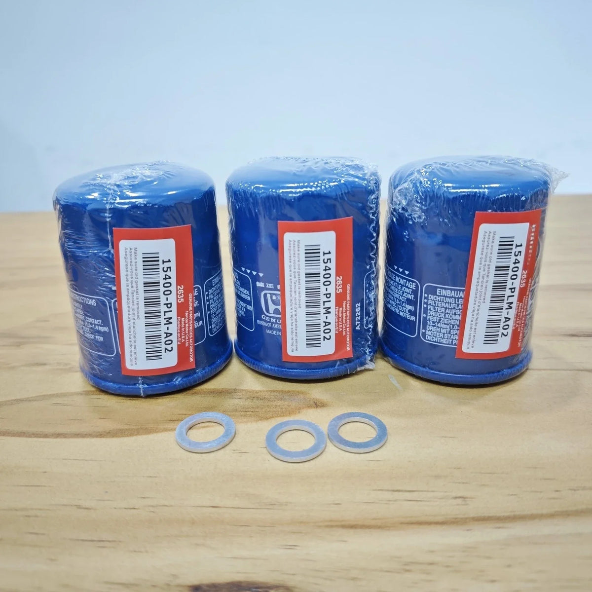 Honda Oil Filter 6-Piece Set - Genuine 15400-PLM-A02 Filters with Drain Plug Washers, New & Sealed