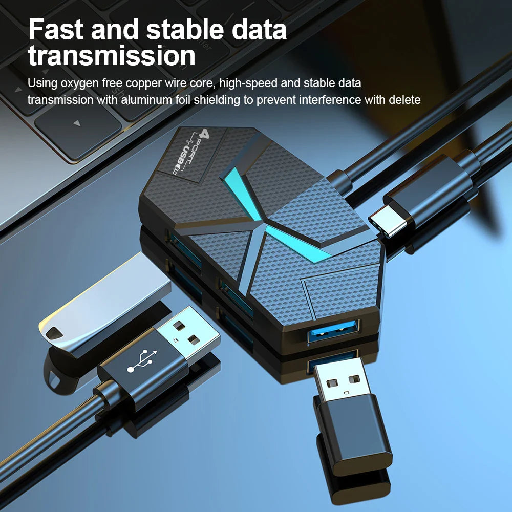 7-Port USB 3.0 Hub Type-C Docking Station — High-Speed 5Gbps Adapter for Laptop, Hard Drive, Mouse & Keyboard