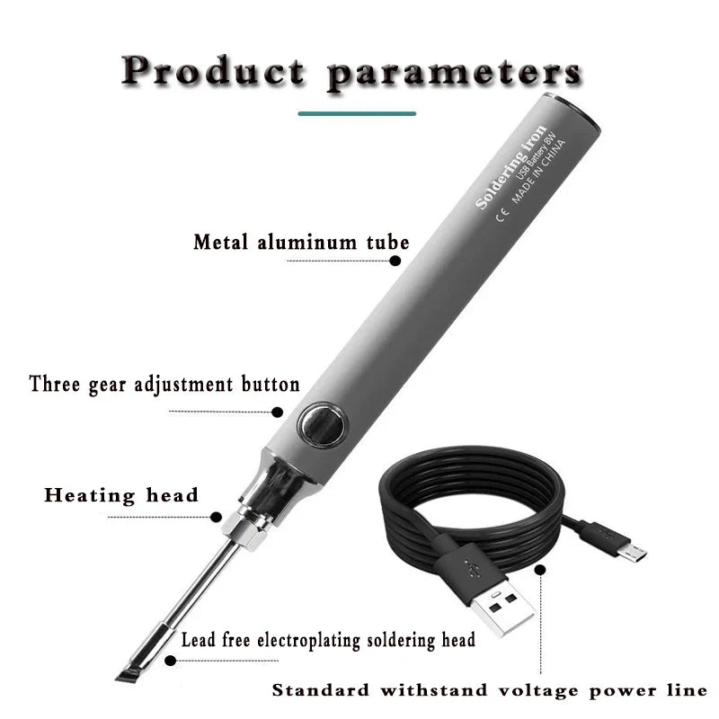 Portable 5V Micro USB Wireless Soldering Iron Pen, Battery-Operated Electric Welding Tool