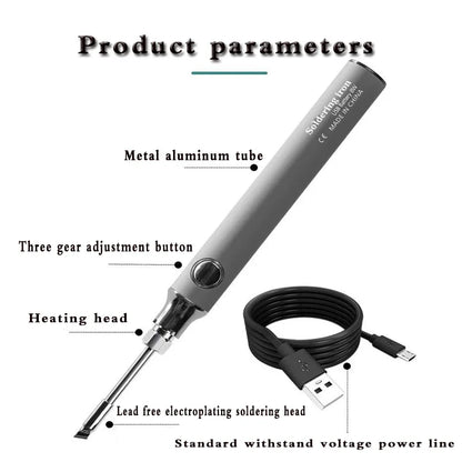 Portable 5V Micro USB Wireless Soldering Iron Pen, Battery-Operated Electric Welding Tool