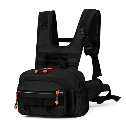 Fishing Lure Front Chest Vest Backpack – Tactical Travel, Camping, Hiking & Outdoor Cycling Mountaineering Gear Bag for Men