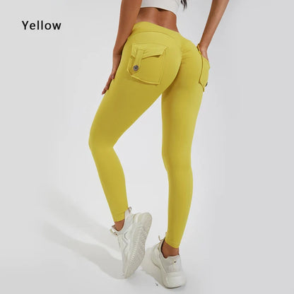 DIAS FIT JOY Women’s Nylon Yoga Pants – High-Waisted Butt-Lifting Tight Leggings with Pockets, Breathable No-T-Line Fitness Wear
