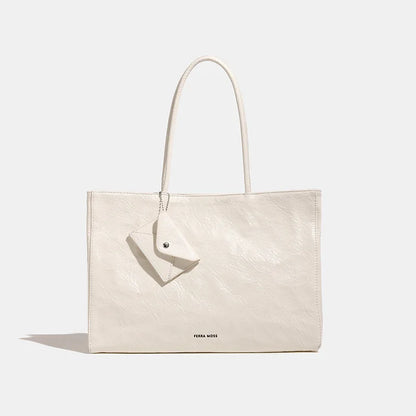 2025 Women’s Pleated Tote Bag – Luxury Vintage Oil-Wax Handbag, Large Capacity Shoulder Purse