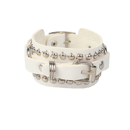 Punk Rock Hip Hop PU Leather Bracelet – Unisex Skull, Pentagram & Rivet Chain Bracelet, Trendy Party Jewelry Accessory