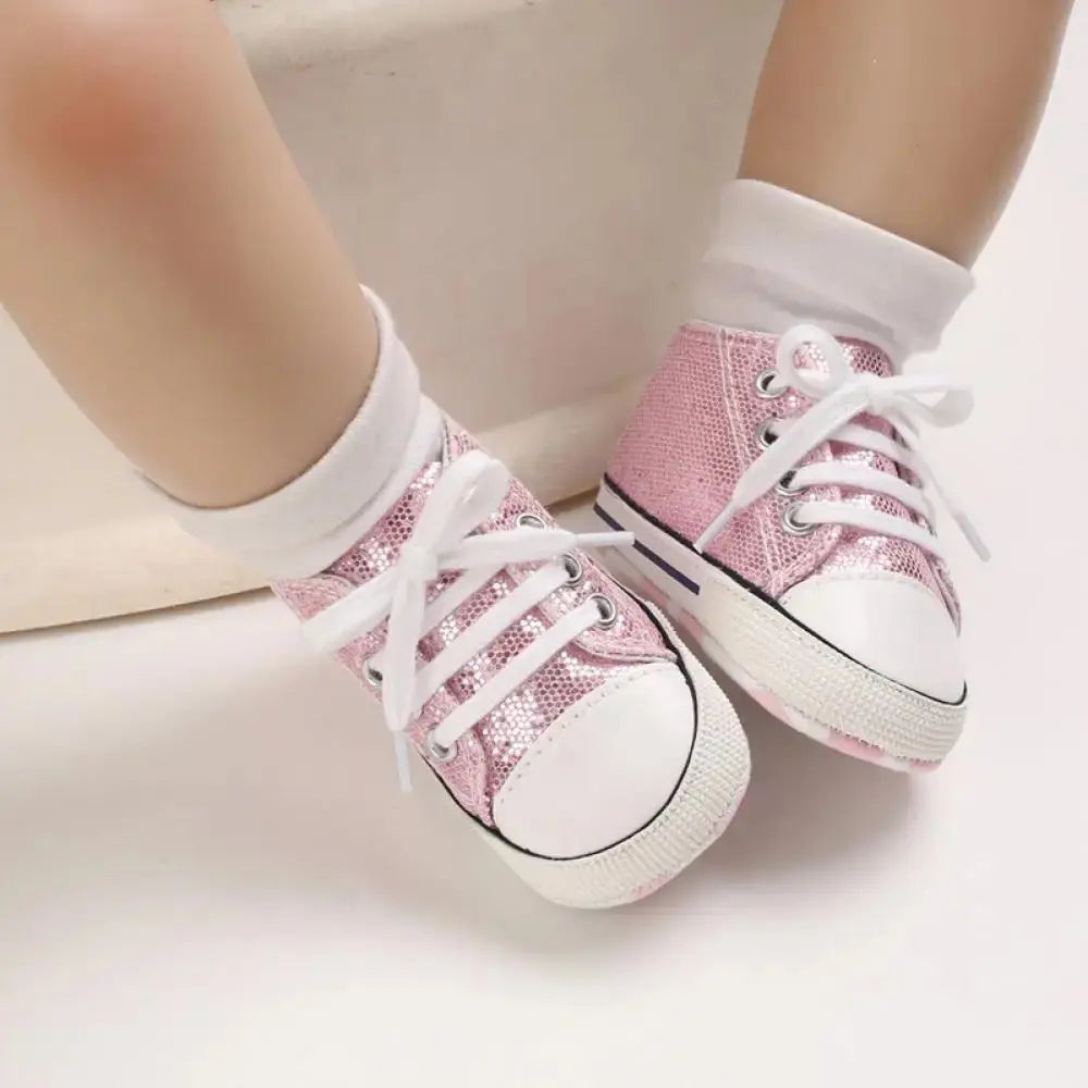 Meckior Baby Flash Canvas Sneakers – Infant First Walkers Soft Sole Anti-Slip Shoes for Boys & Girls