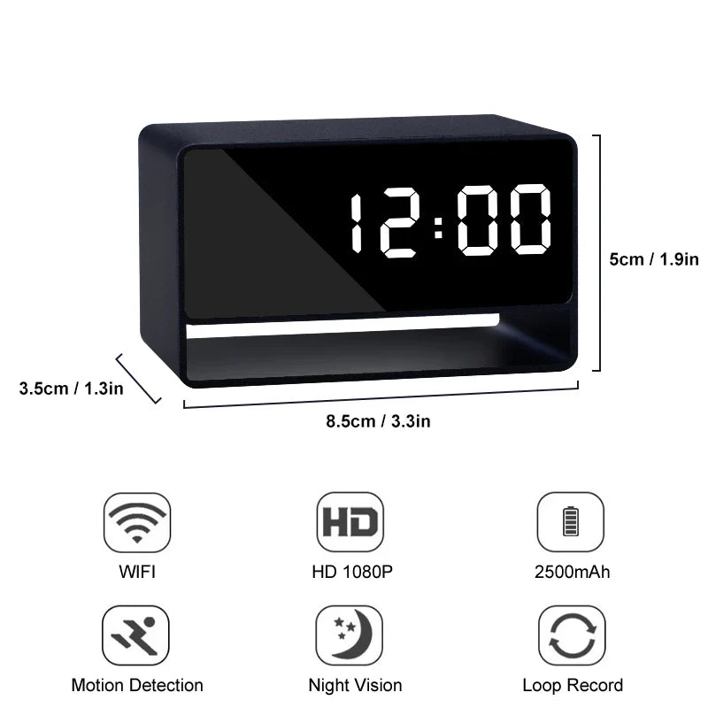 Mini Clock Camera Full HD 1080P WiFi Wireless Spy Camera – Night Vision DVR Home Security Monitoring & Nanny Cam Recorder
