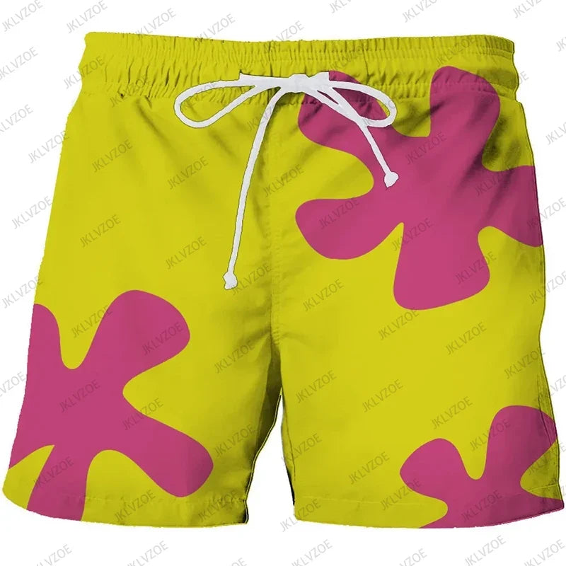 3D Patrick Star Swim Shorts - Quick-Dry Anime Beach Board Shorts