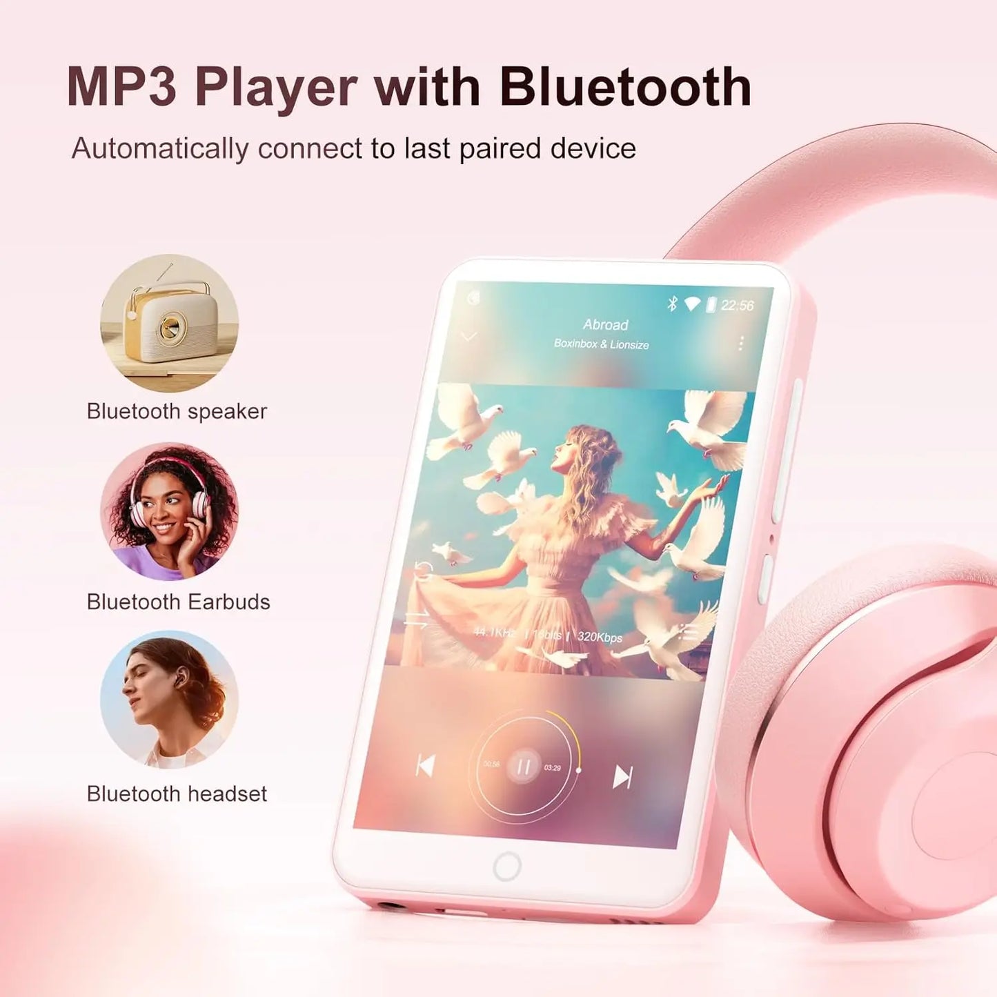 80GB MP3 Player Android 9.0 - Bluetooth, WiFi, 4.0-Inch Touchscreen, Speakers, FM Radio, eBooks, Up to 512GB Capacity